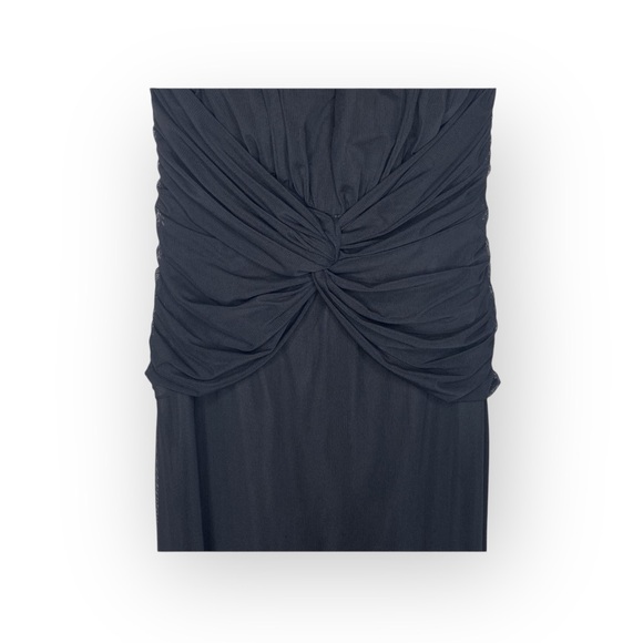 Tadashi Shoji ❤︎ Glamorous Mesh Tulle Halter Draped Gown Dress ❤︎ Black ❤︎ XS - Picture 6 of 16